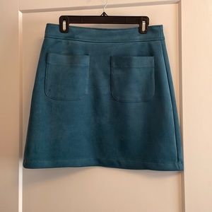 LOFT teal suede skirt